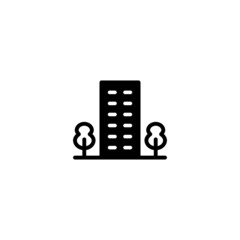 Wall Mural - Office building Icon in black flat glyph, filled style isolated on white background