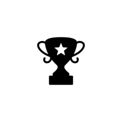 Sticker - award trophy icon in black flat glyph, filled style isolated on white background