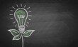© dehweh - Green energy light bulb chalk board vector background