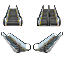 Realistic Modern Escalator Vector Illustration