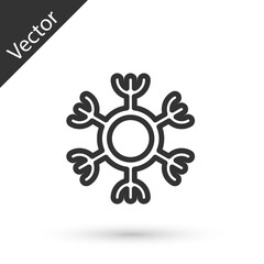 Poster - Grey line Snowflake icon isolated on white background. Vector.