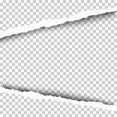 Wall Mural - Torn, snatched window in transparent sheet of paper. Vector template paper design.