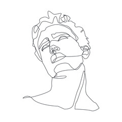 Wall Mural - male model face drawn with a single line, minimalistic outline