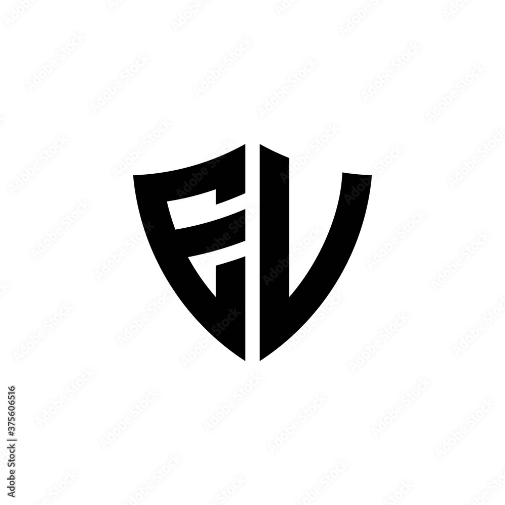 EV monogram logo with shield shape design template Stock Vector | Adobe ...