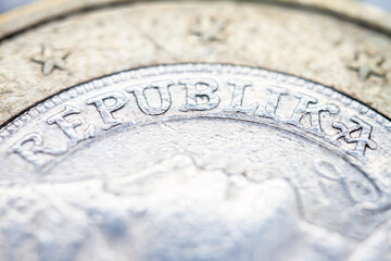 Two euro coin macro detail