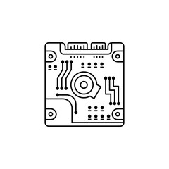 Poster - hard drive and motherboard component icon. perfect for logo, presentation, background, website, application and more product. icon design line style