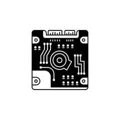 Poster - hard drive and motherboard component icon. perfect for logo, presentation, background, website, application and more product. icon design solid style