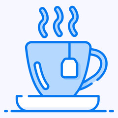 Poster - 
Teabag with cup and steam, hot tea icon in design 
