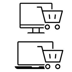Fototapete - Online shopping icon vector set. online store illustration sing collection. integrnet sales symbol.