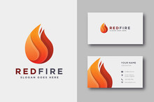 Modern Geometric Fire Flame Logo Icon Vector And Business Card Template
