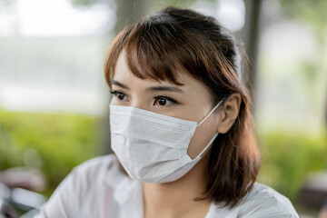 Poster - Asian woman wear face mask