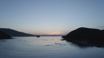 Canvas Print - Aerial view of the sea landscape in the evening in a beautiful Bay. Vladivostok, Russia