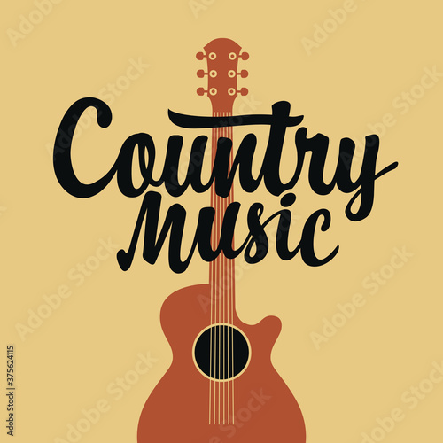 Dekoracja na wymiar  plakat-festiwalu-muzyki-country-z-napisem-i-gitara-elektryczna-w-stylu-retro
