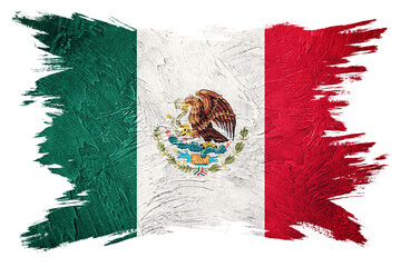 Wall Mural - Grunge Mexico flag. Mexican flag with grunge texture. Brush stroke.