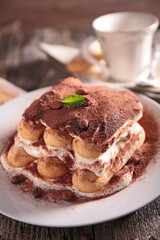 Wall Mural - tiramisu cake with coco and cream