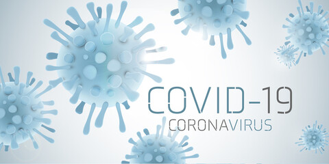 Covid 19 science illustration - coronavirus sars cov 2 - blue design banner science medicine