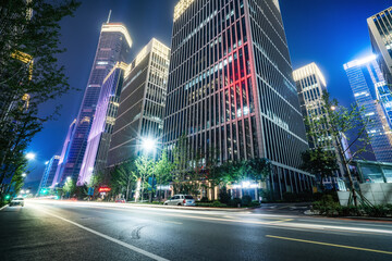 Poster - Dense skyscrapers and roads, Jinan CBD, China.