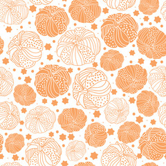 Wall Mural - thanksgiving line doodle art pumpkins seamless pattern background design