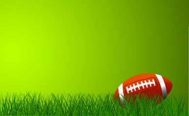 American football soccer field, football field. Play, team sport, Green grass sky background. Flat vector playing field banner signs. Ball sports