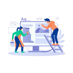 Designer creating design layout together