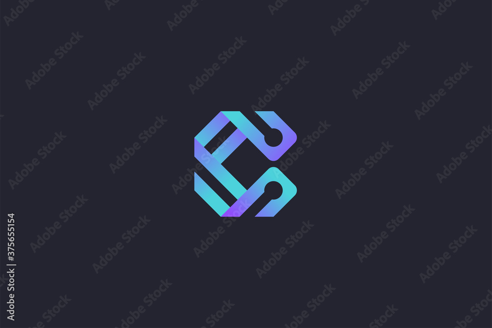 Technology Letter C Logo Abstract Whimsical Monogram Stock Vector ...