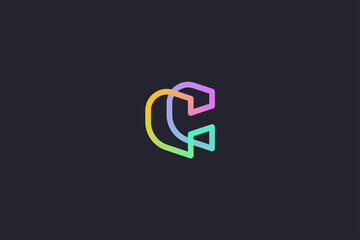 Technology Letter C Logo Abstract Whimsical Monogram