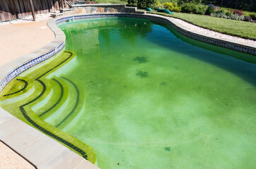 Wall Mural - Filthy backyard swimming pool and patio