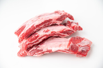 Wall Mural - isolated fresh beef back rib on white background