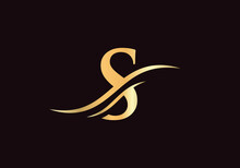S Logo For Luxury Branding. Elegant And Stylish Design For Your Company In Gold Color.