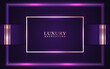 Abstract purple background a combination with golden decoration. Modern and luxury overlapping layers style concept for use frame, cover, web banner, card, corporate, business, advertising