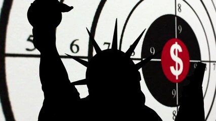 Wall Mural - Statue of liberty against dollar target concept