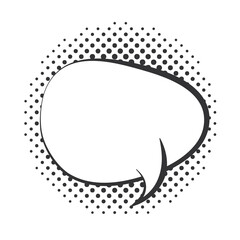 pop art empty speech bubble halftone style, linear design white background