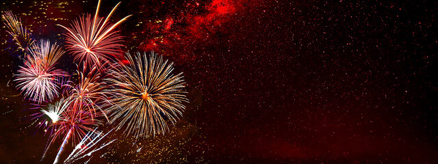 Wall Mural - fireworks background for anniversary, new year and festivals