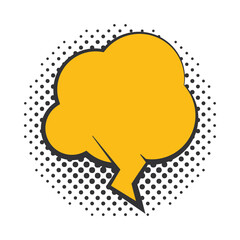 Poster - pop art speech bubble halftone style yellow cloud, flat design white background