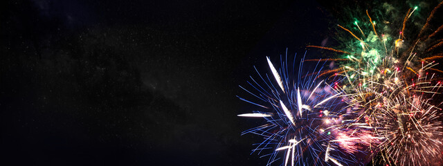 Wall Mural - fireworks background for anniversary, new year, event and festival