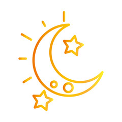 Poster - night half moon stars sky white background gradient style icon