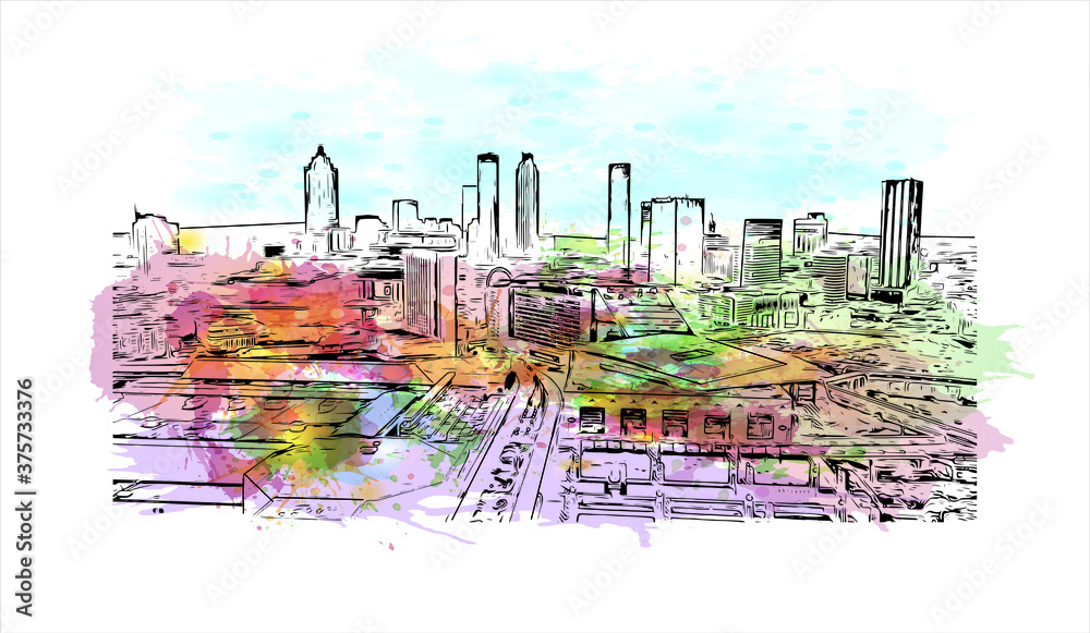 Building view with landmark of Atlanta is the capital of the U.S. state ...