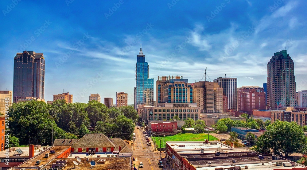 A downtown Raleigh North Carolina city skyline in HDR. Stock Photo ...