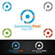 Letter P Swimming Pool Service Logo with Cleaning Pool and Maintenance Concept