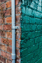Corner Of Painted Green Brick Wall