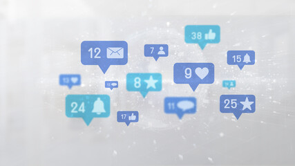 Poster - Social network notifications - 3d rendering