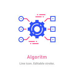 Poster - algorithm icon on white background. editable stroke.
