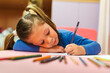 © MyMicrostock/Stocksy - Little Cute Girl Doing Homework