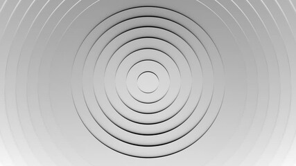 Poster - 3d animation of white pulsating circles. Seamless loop.
