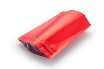 Poster - red foil zipper bag packaging on white background