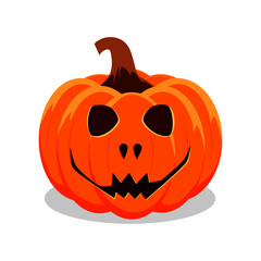 Wall Mural - Halloween pumpkin with happy face on white background. Vector Illustration