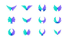 Vector Design Bundle Of Wings. Suitable As A Logo That Represents Freedom, Courage And Happiness.