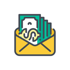 Poster - Send Money color line icon. Mail Envelope with Money vector outline colorful sign.