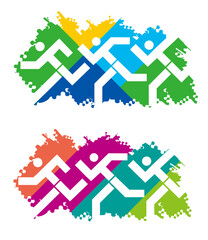 Sticker - 


Runners competition, fitness running.
Abstract stylized illustrations of race runners on the colorful grunge background. Vector available. 