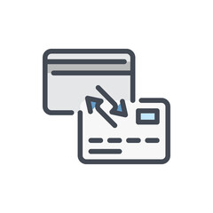 Poster - credit card exchange color line icon. credit card money transfer vector outline colorful sign.